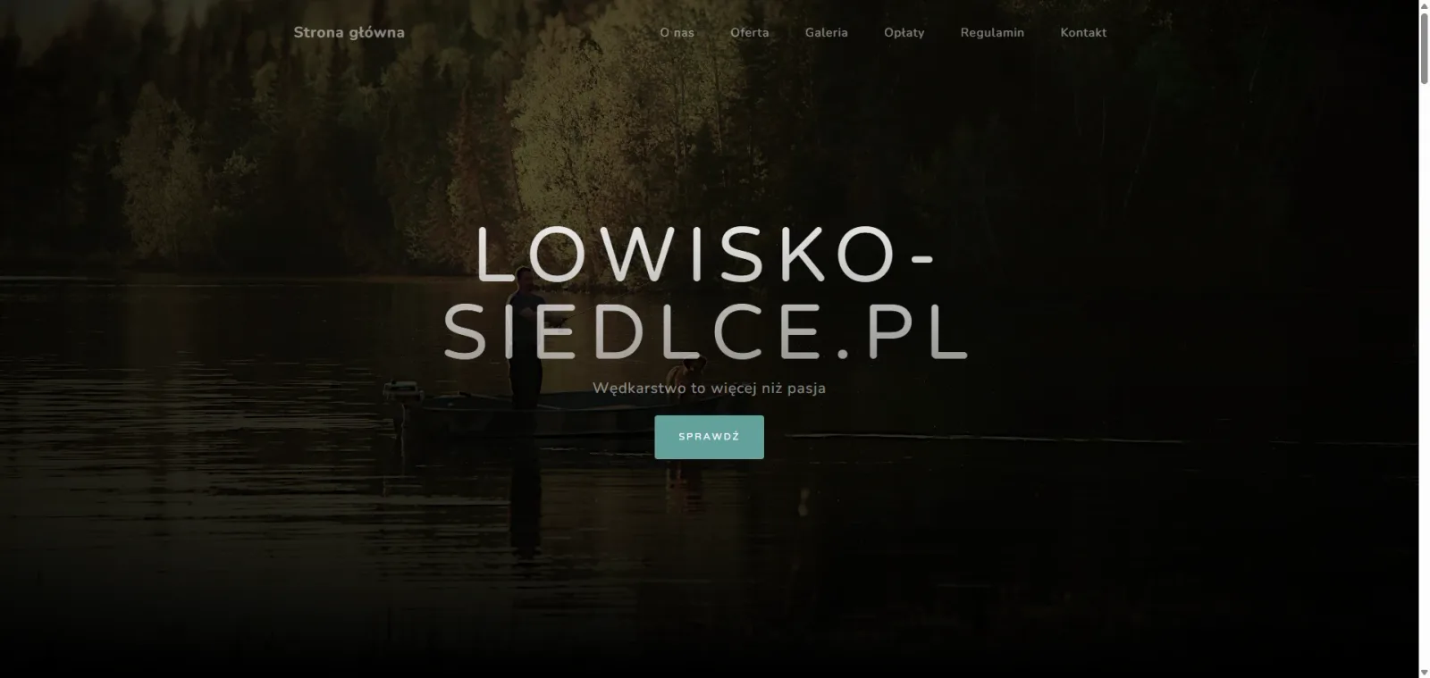 Strona główna lowisko-siedlce.pl — zdjęcie łowiska z nazwą serwisu