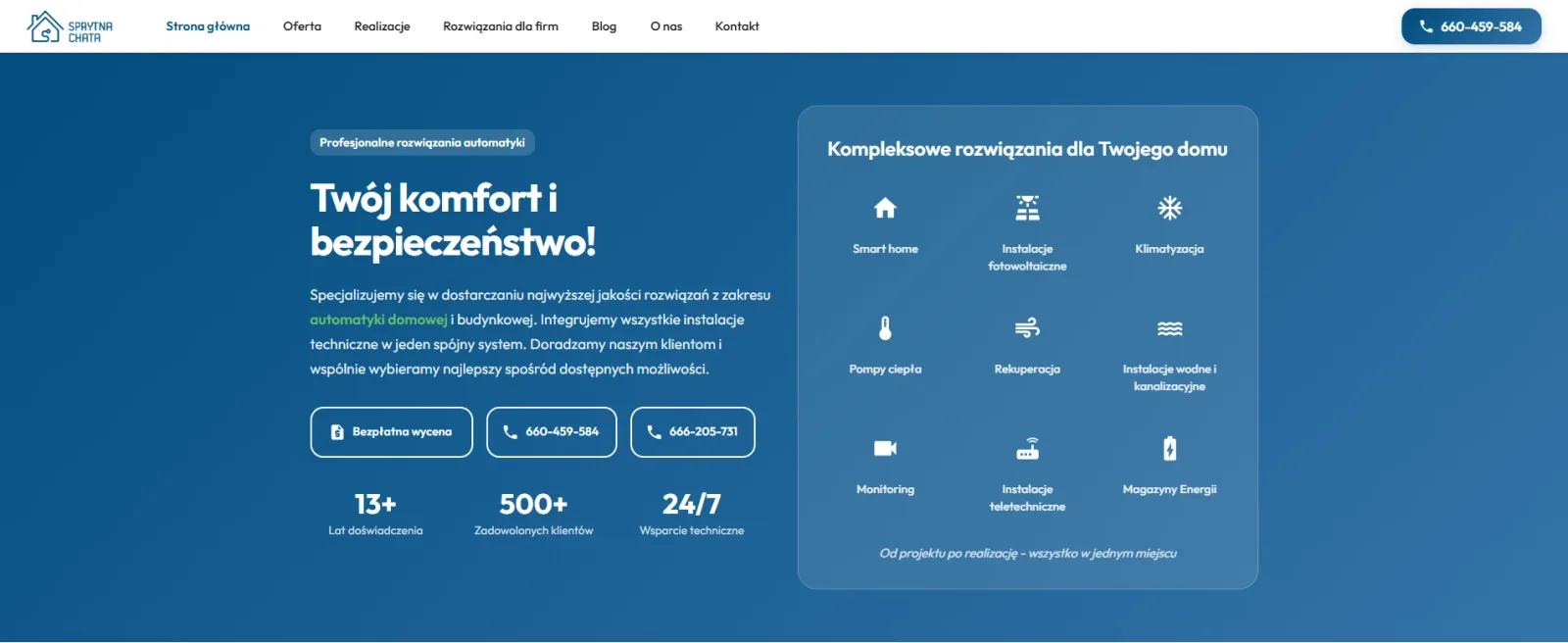 Strona główna sprytnachata.pl — oferta automatyki domowej i budynkowej